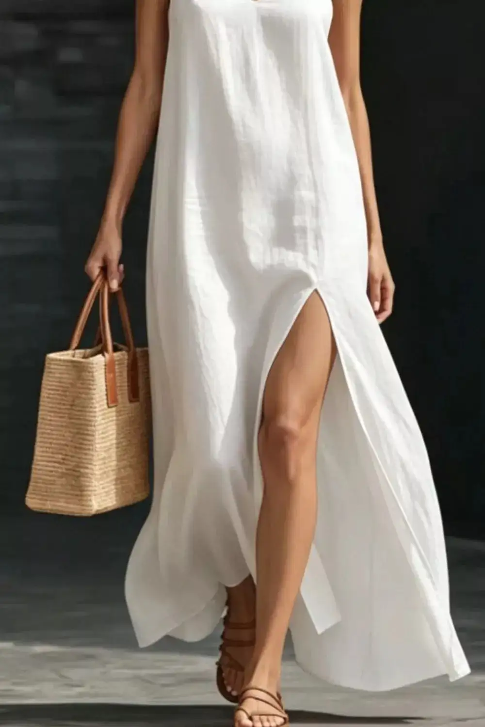 V Neck Slit Maxi Dress