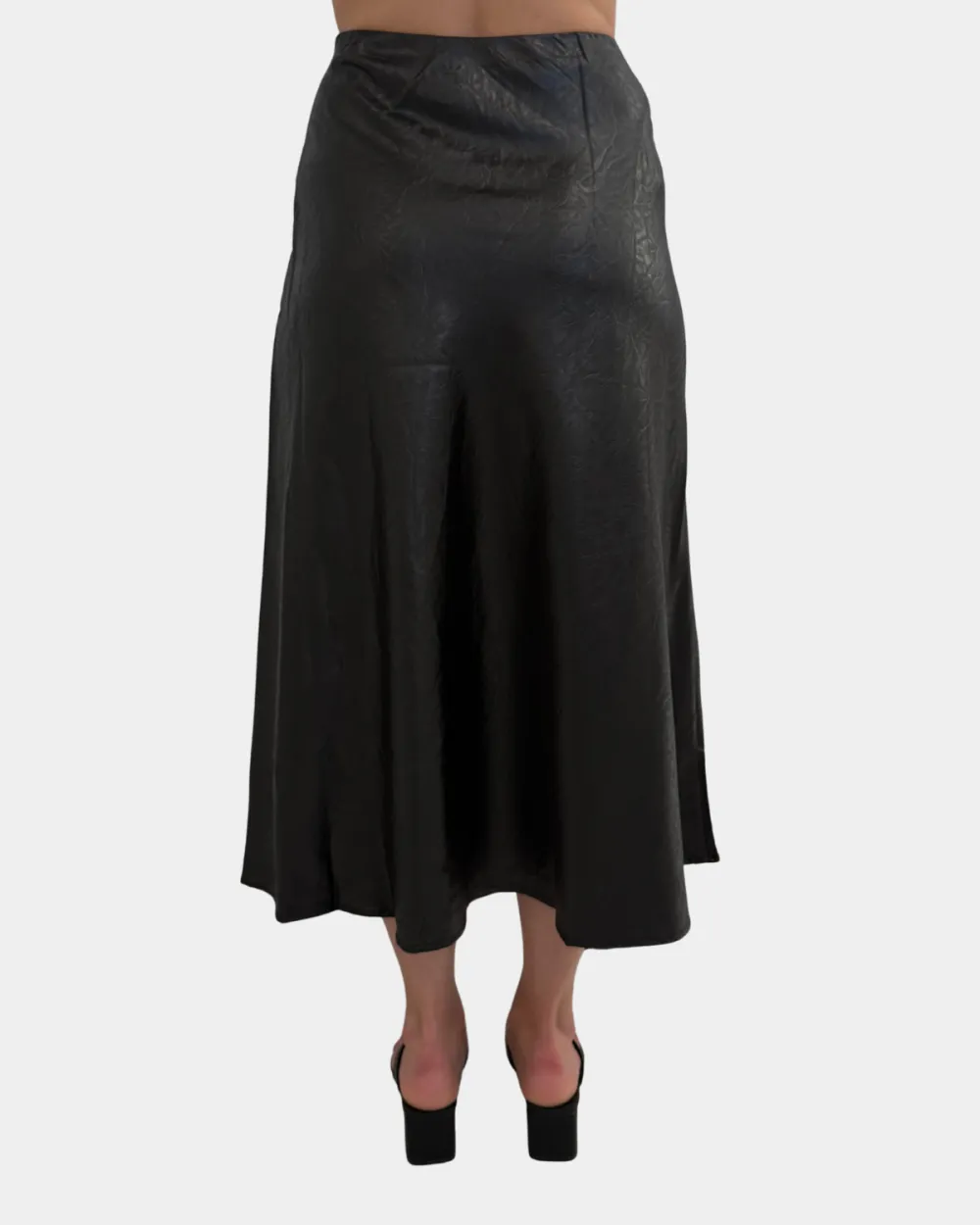 Textured Satin Midi Skirt