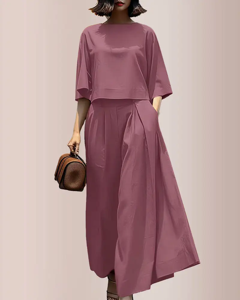 Effortless Drape Two-Piece Wide Leg Lounge Set