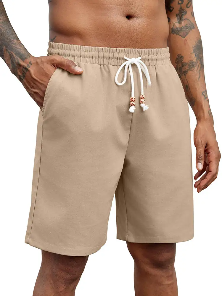 Men's Casual Drawstring Linen Blend Shorts