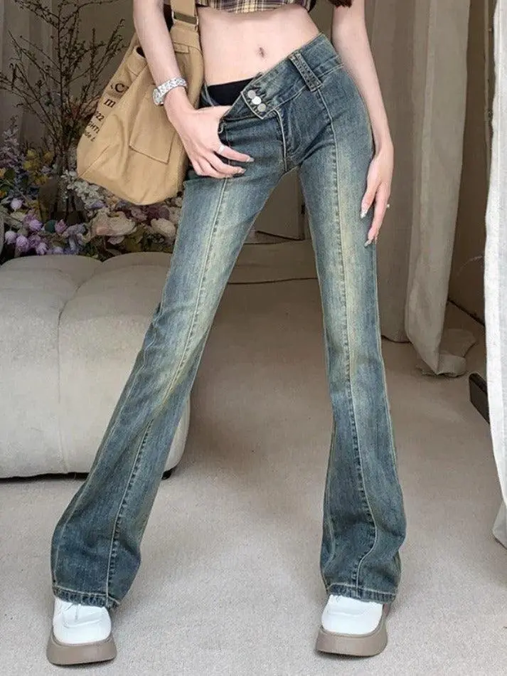 Vintage Wash Flare Jeans