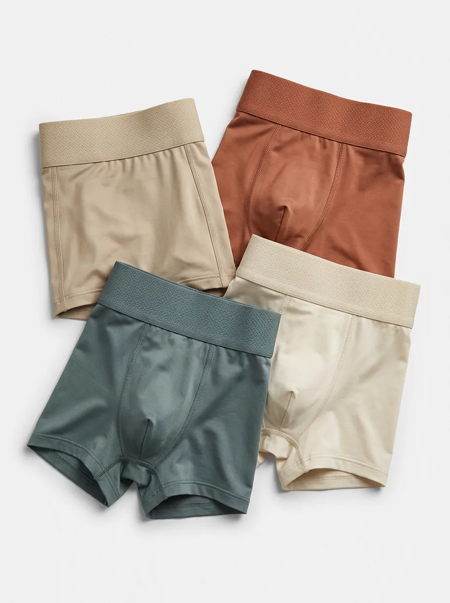 Active Solid Casual Look Men's Four Pack Boxer Briefs