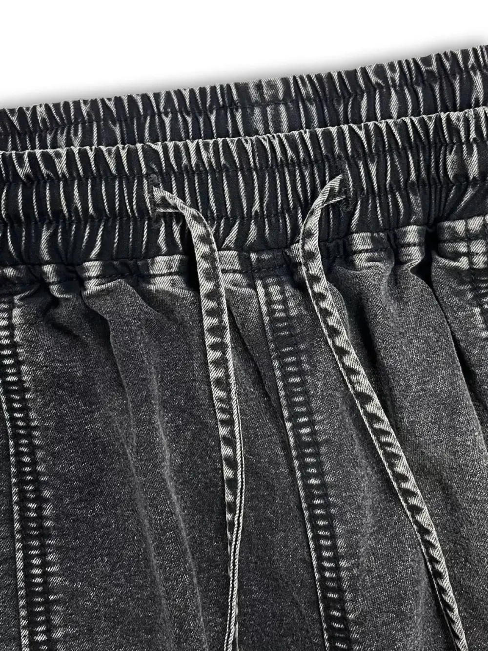 Drawstring Distressed Wide Leg Jeans