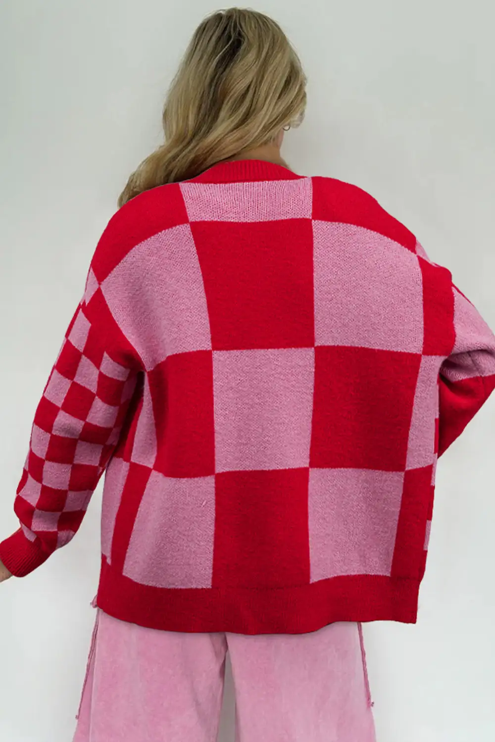 Mixed Plaid Relaxed Cardigan