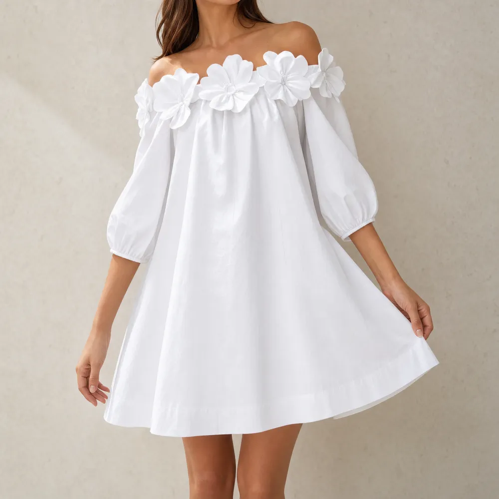 Floral Sculpted Off Mini Dress