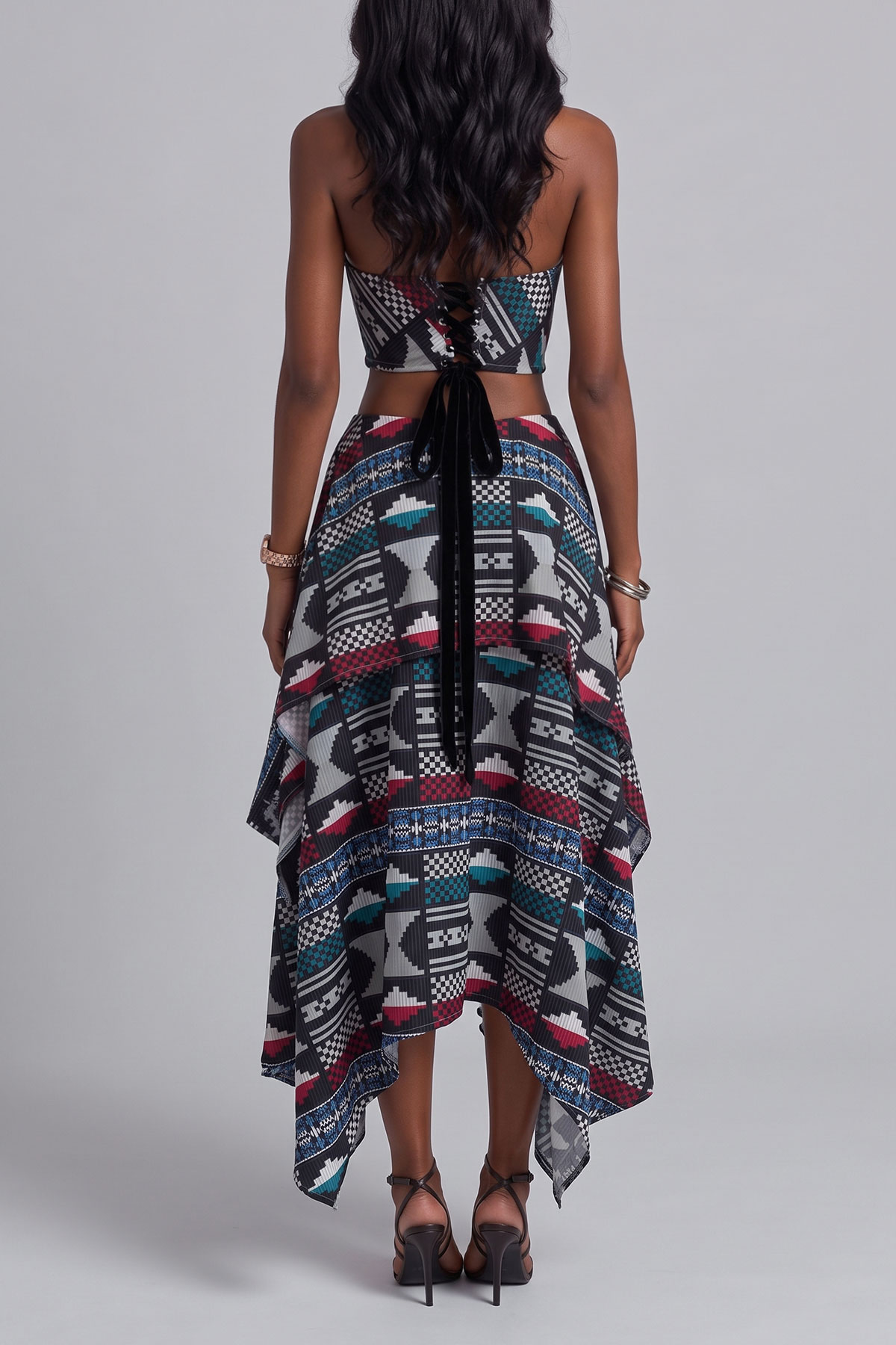 Off Shoulder Printed Matching Skirt Set