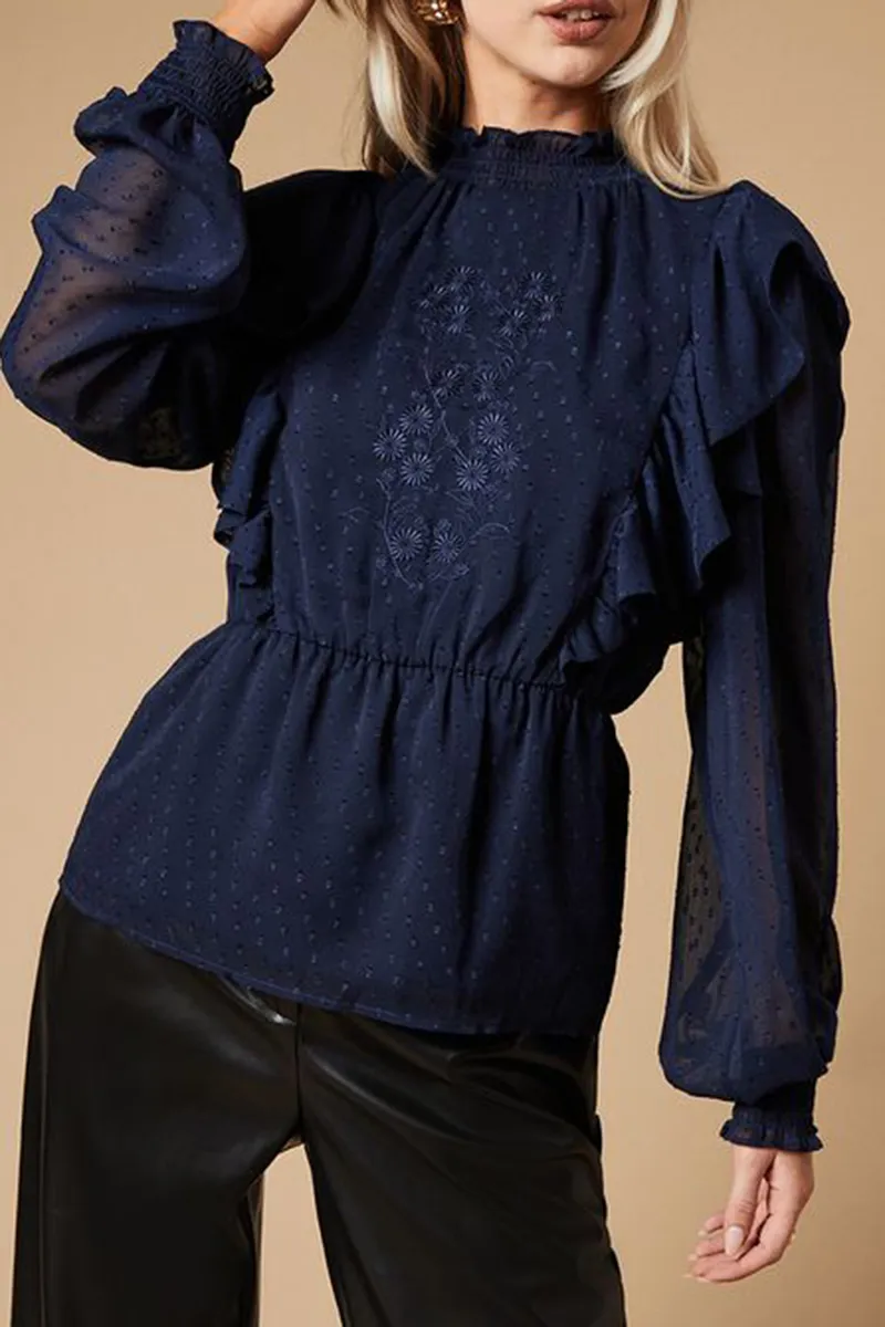 Casual Style Long Sleeve Blouse