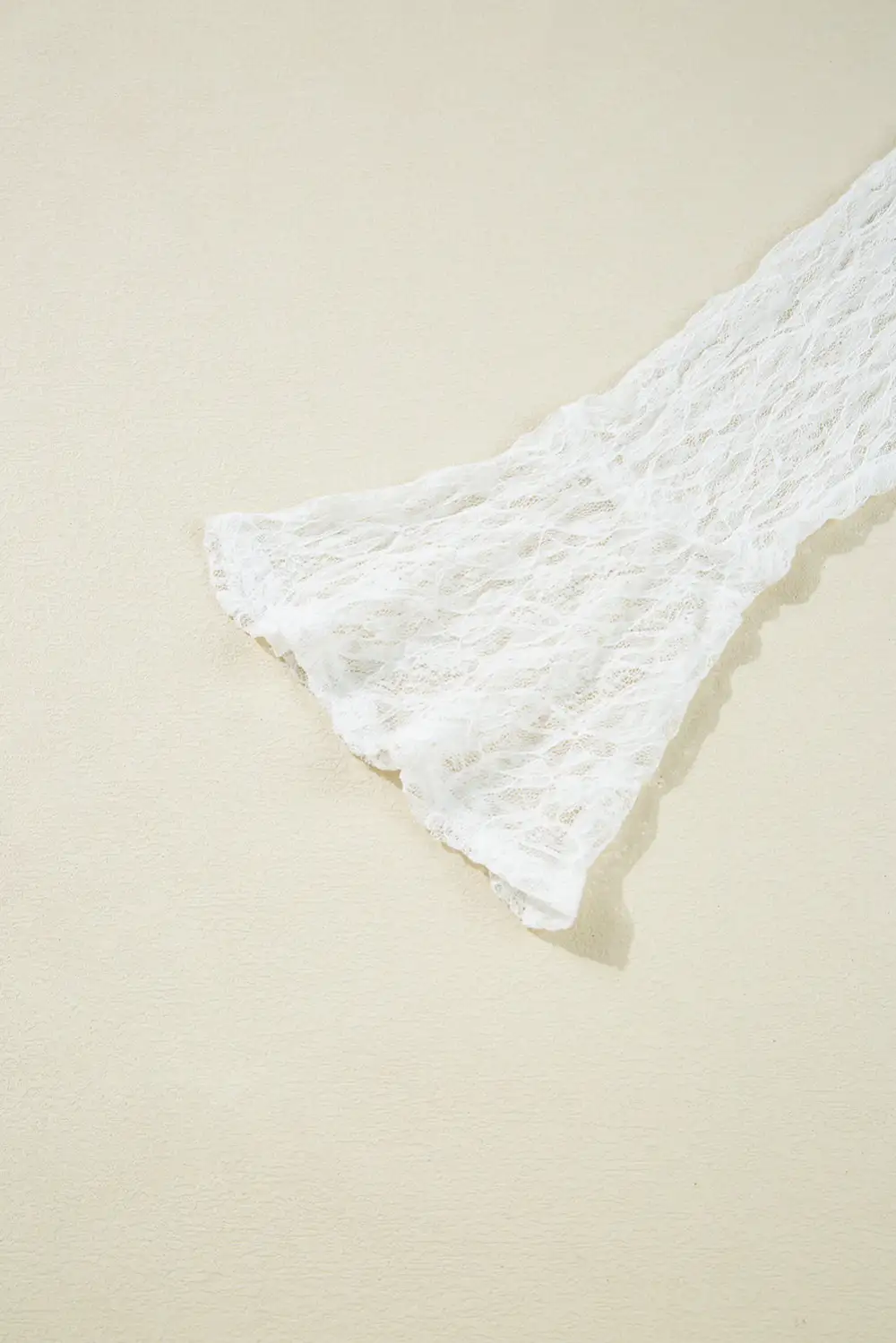 Lace Trim Sheer Bell Sleeve Blouse