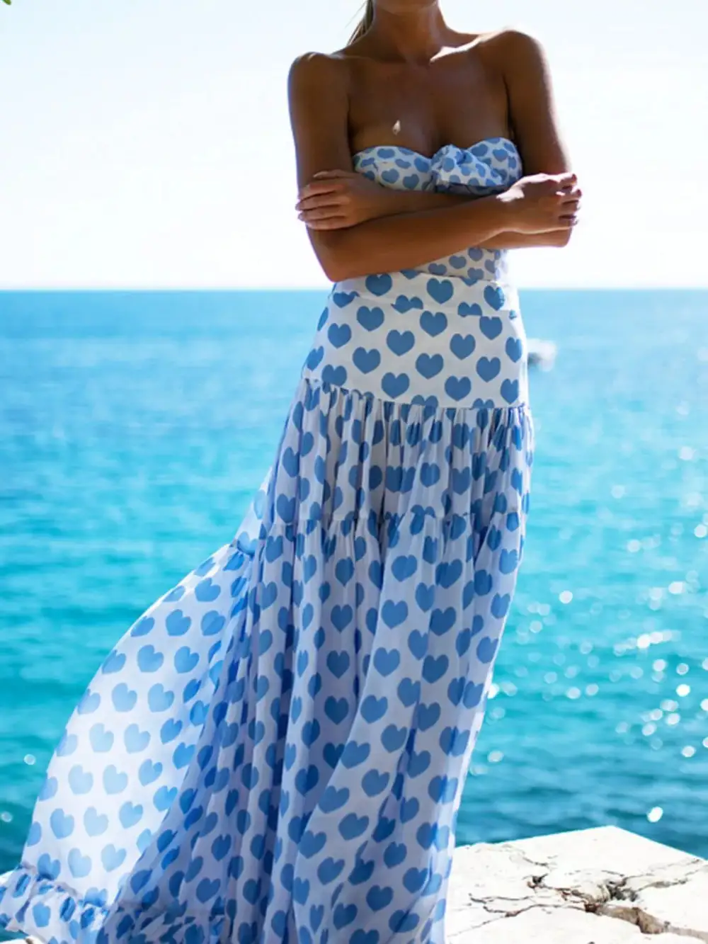 Printed One-Piece Swimwear and Skirt Set