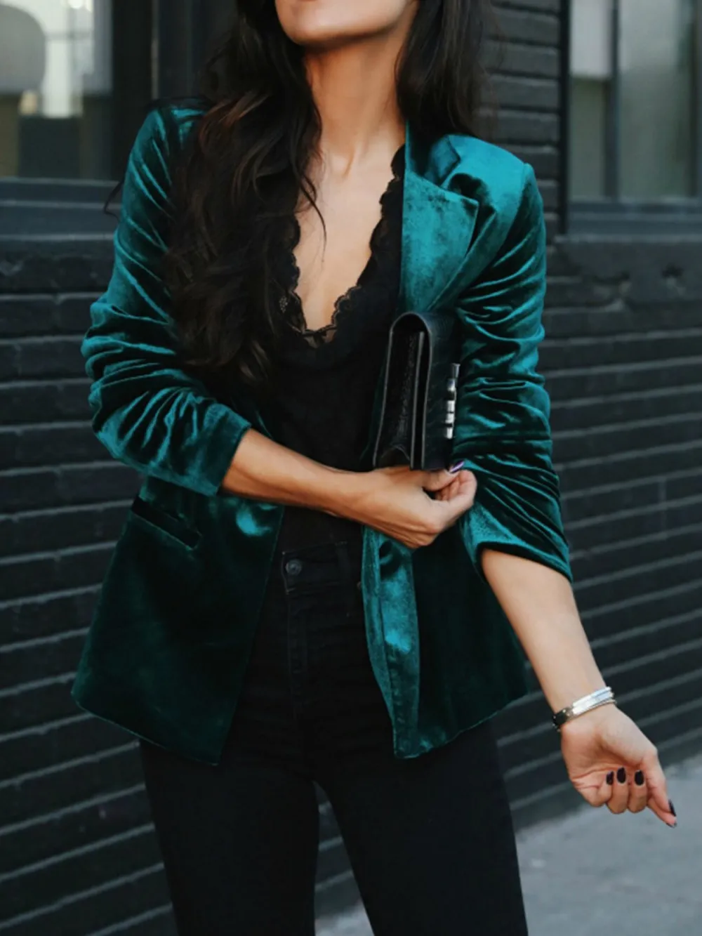 Button-Up Lapel-Collar Blazer