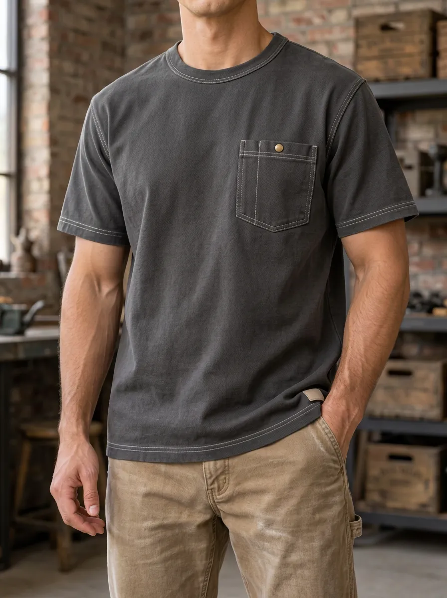Men's Utility T-Shirt with Contrast Stitching