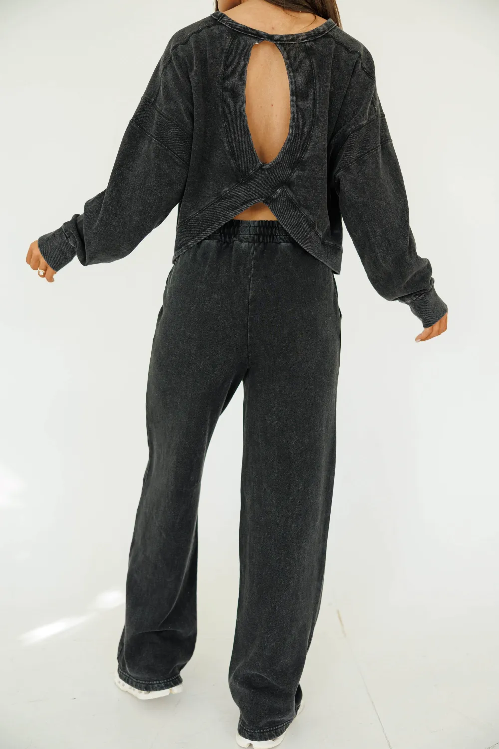 Fleece-Lined Denim Drawstring Lounge Sweatpants