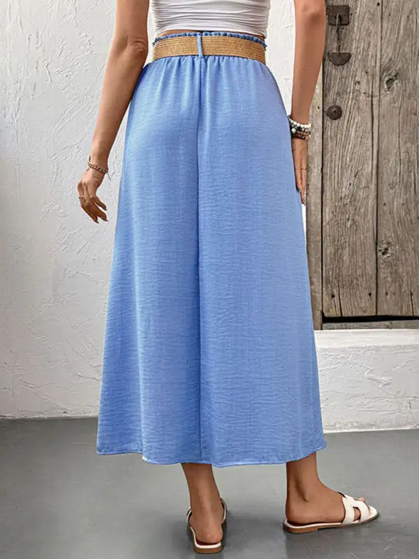 Plain Button Front Pocket Detail Skirt