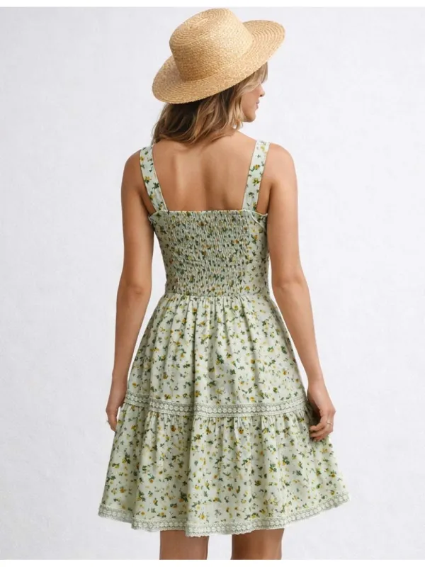 Romantic Lace Trim Sleeveless Mini Dress