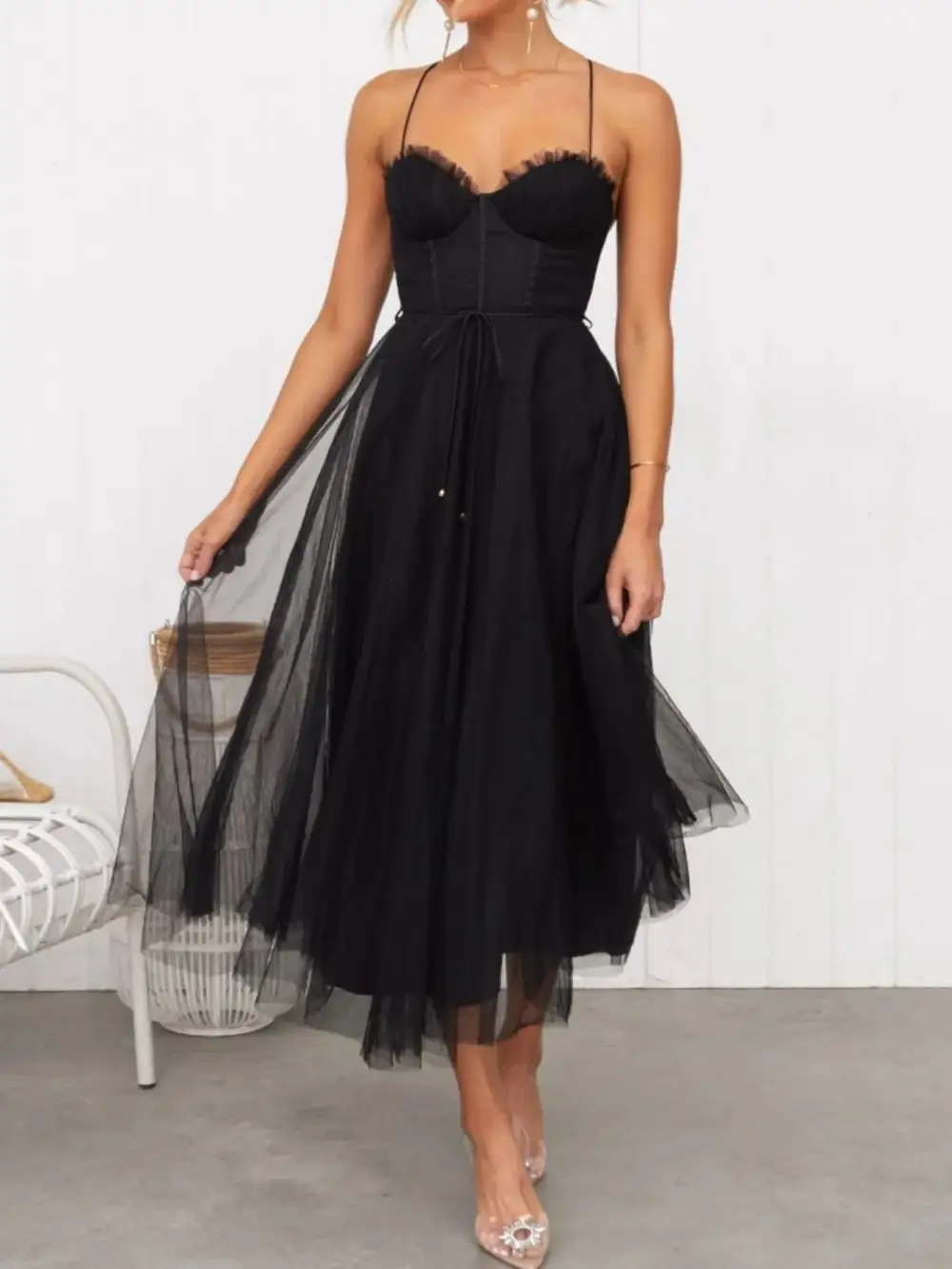 Easy Fit Midi Tie Detail Dress