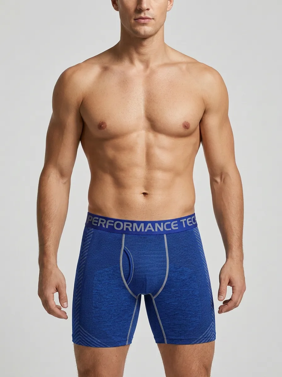 Men's Performance Tech Athletic Grey Printed Boxer Briefs
