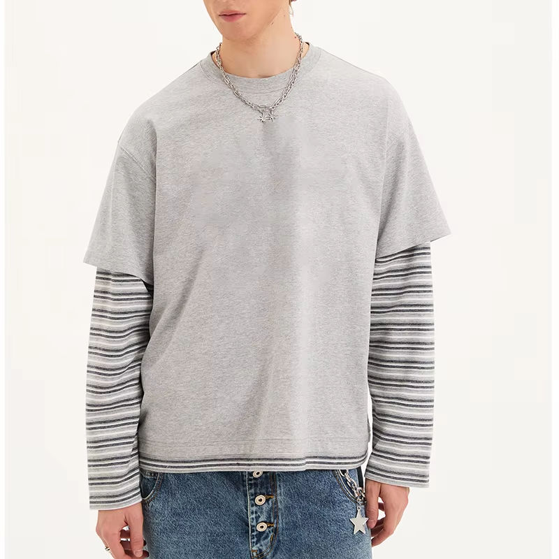 Oversized Long-Sleeve Patchwork Tee