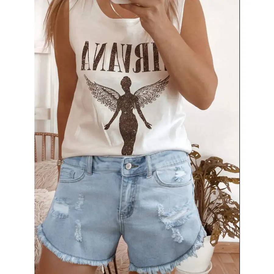 Relaxed Raw Hem Distressed High Rise Pocketed Shorts