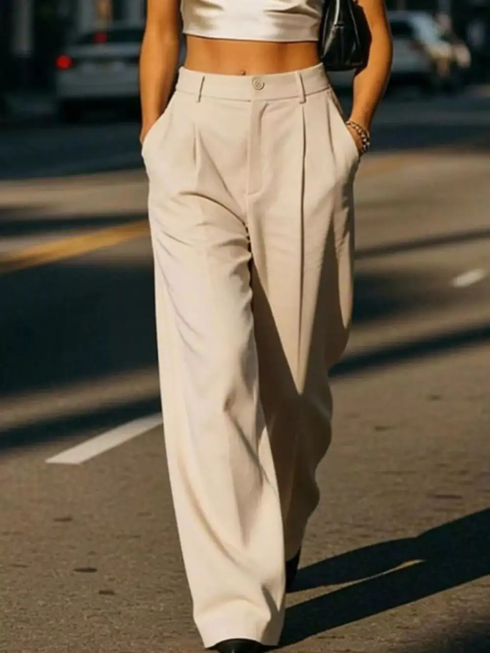 High Waist Wide Leg Pleated Pants