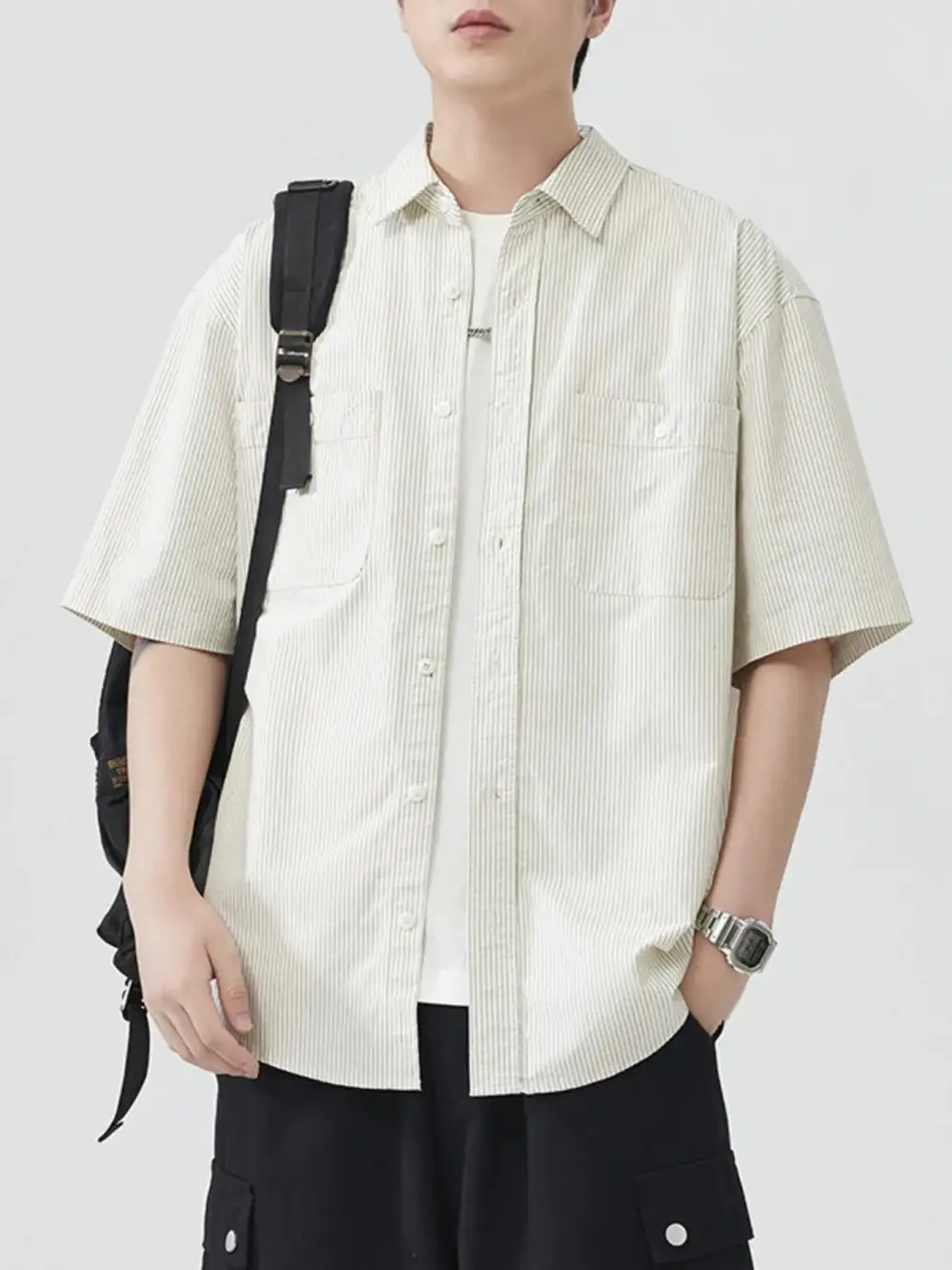 Striped Short Sleeve Casual Shirt