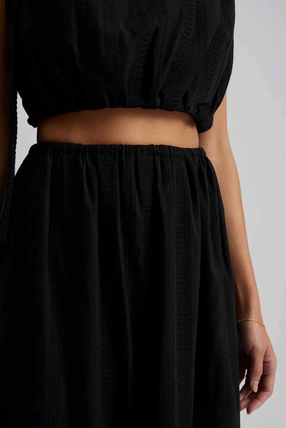Embroidered Chiffon Midi Skirt