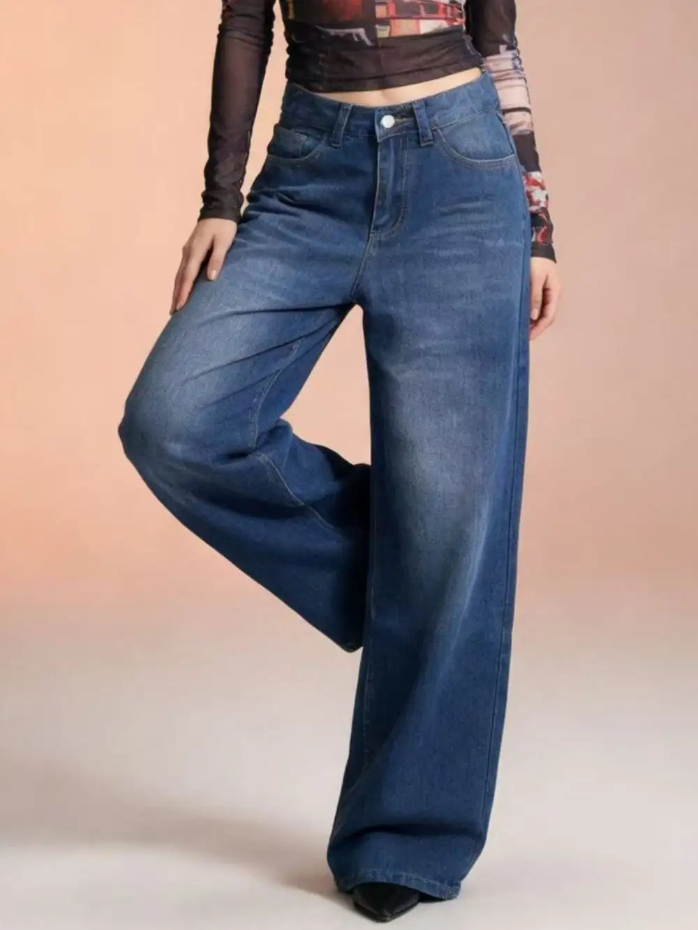 Balanced High Waist Wide Leg Denim Jeans