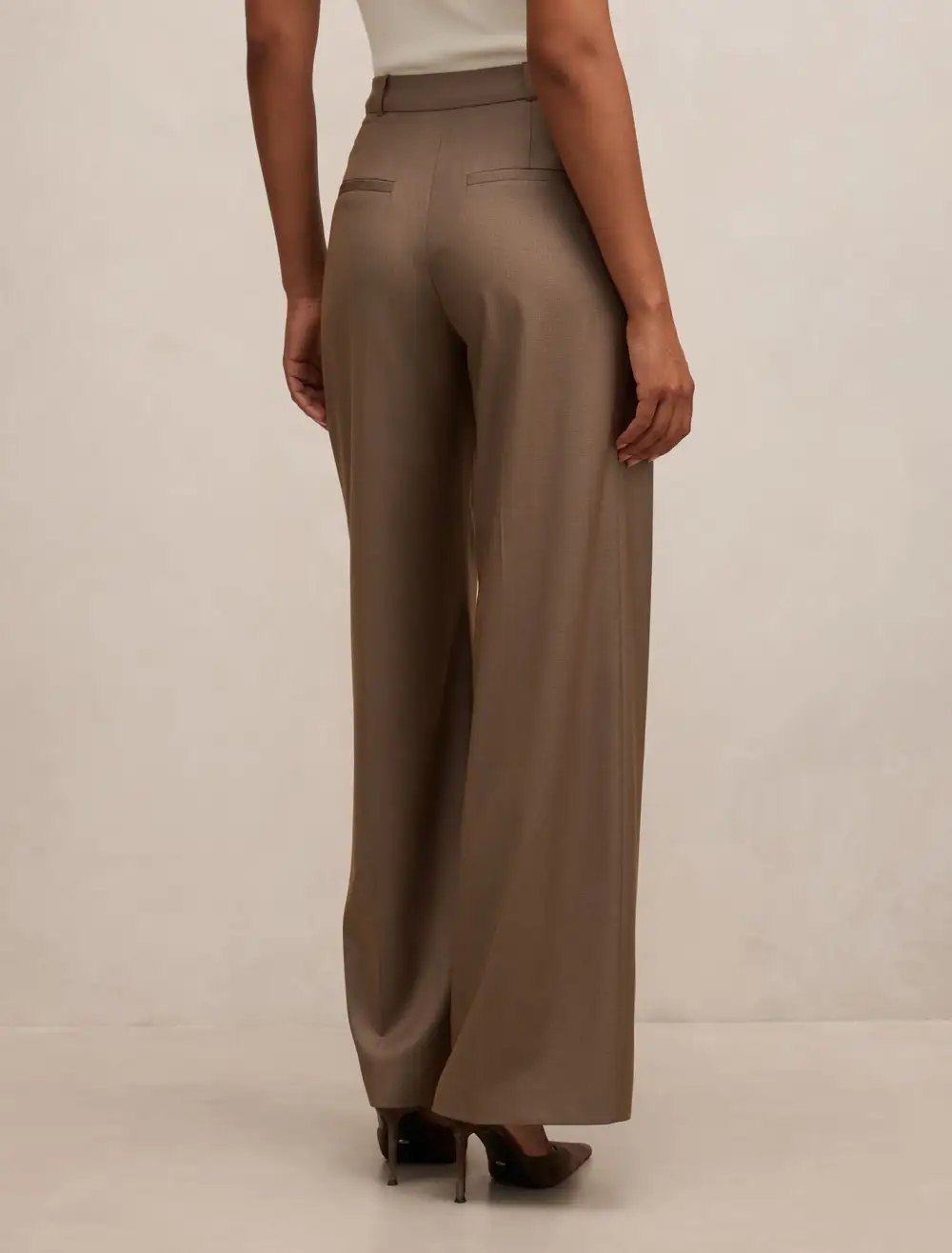 Light Brown Wide Leg Trousers
