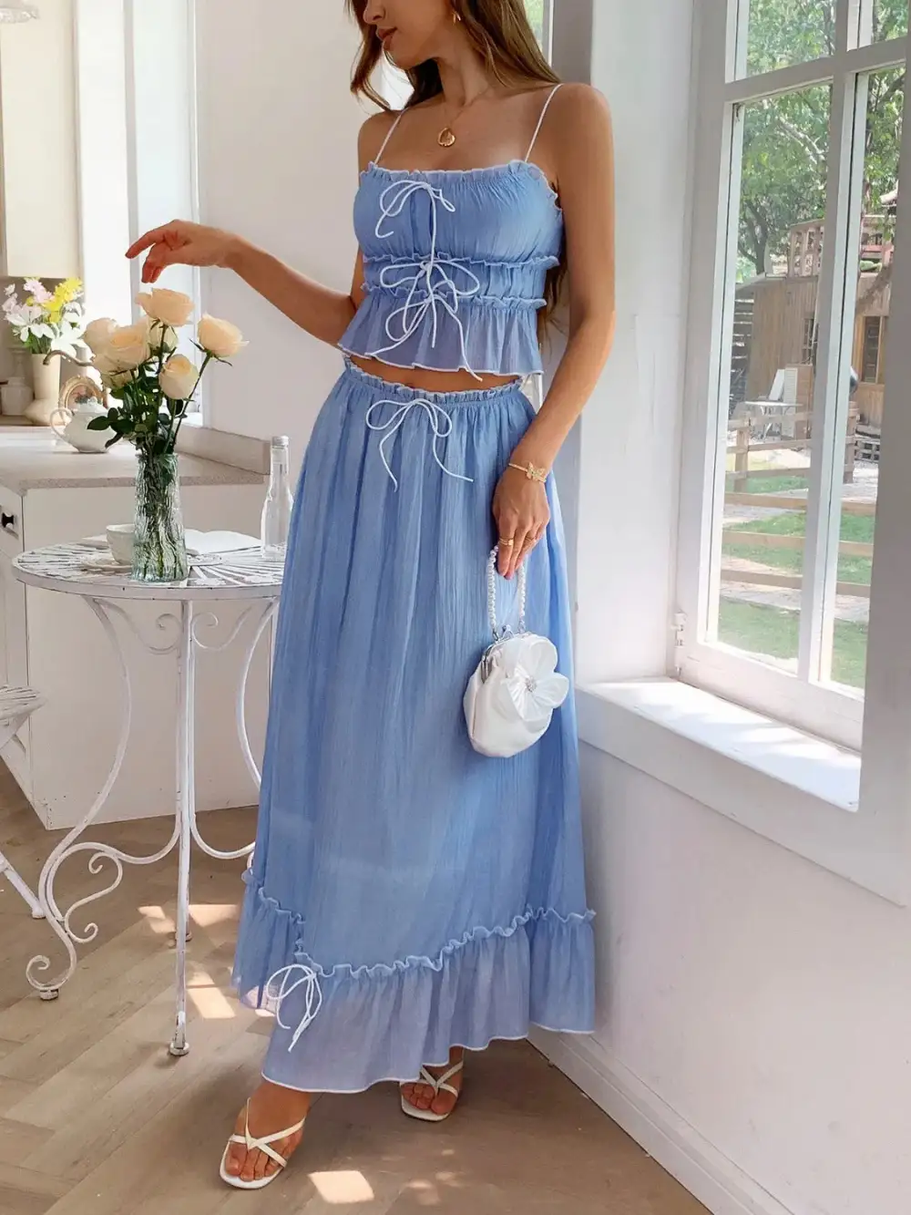 Square Neck Ruched Coordinated Set