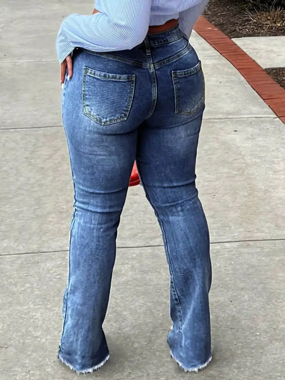 Flare Leg Ripped Denim Jeans