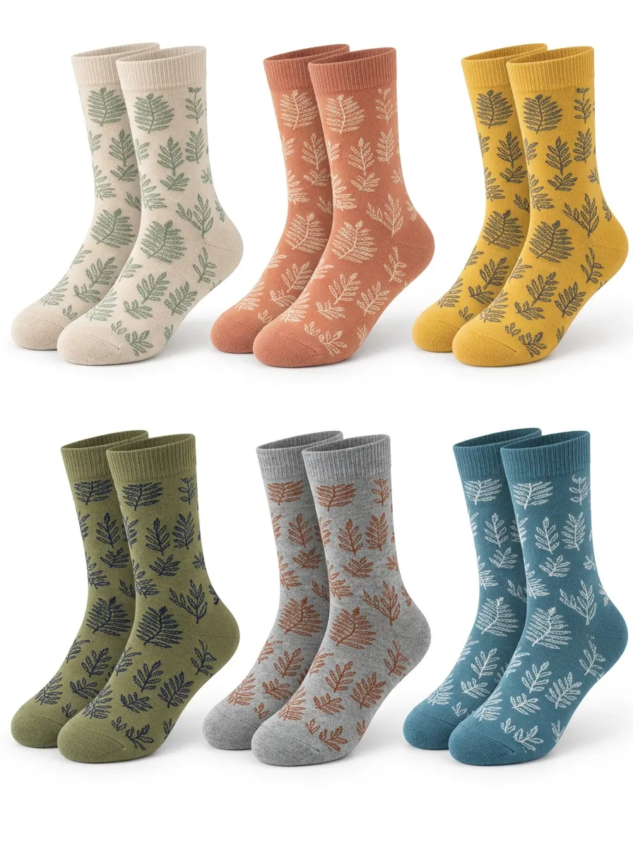 Women's Printed Sock Multipack with Fern Leaf Prints