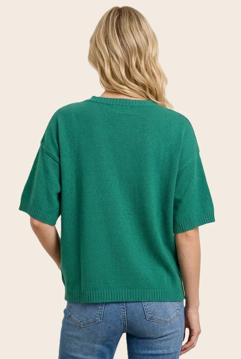 Raw Edge Half Sleeve Top