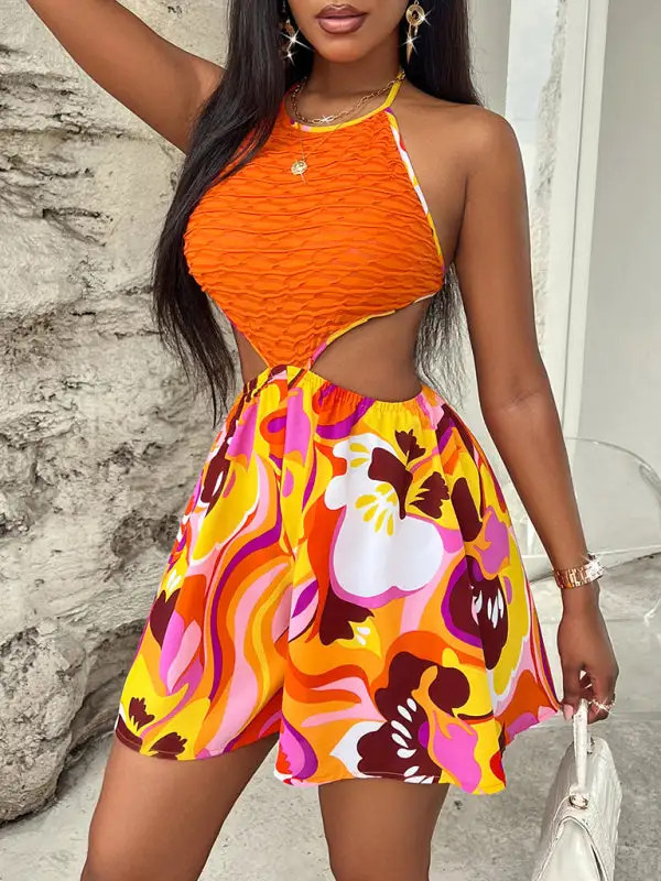 Hollow Bright Halter Jumpsuit