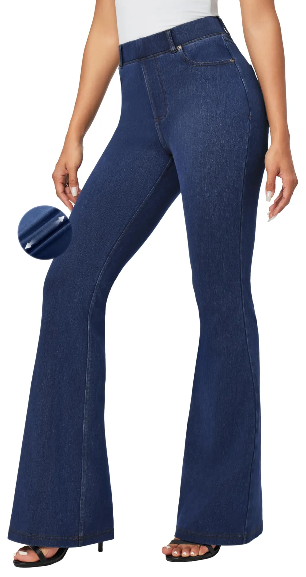 Women Stretchy Flare Jeans In Dark Blue