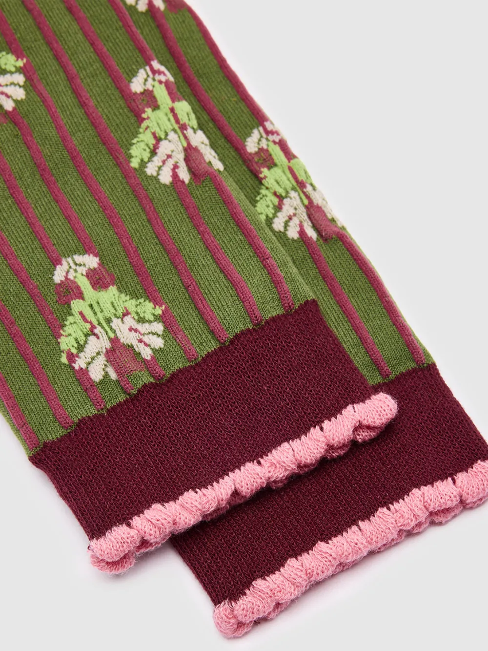Retro Floral Stripe Crew Socks