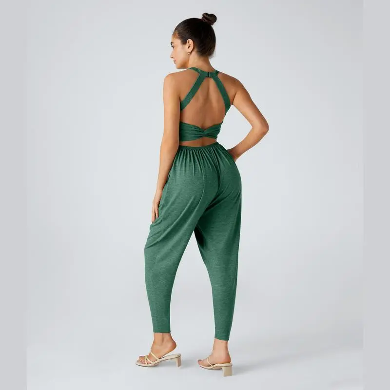Backless Twisted U Neck Side Pocket Harem Casual Jumpsuit – Easy Peezy Edition 🔥 Limited-Time Offer — 50% OFF Today Only!