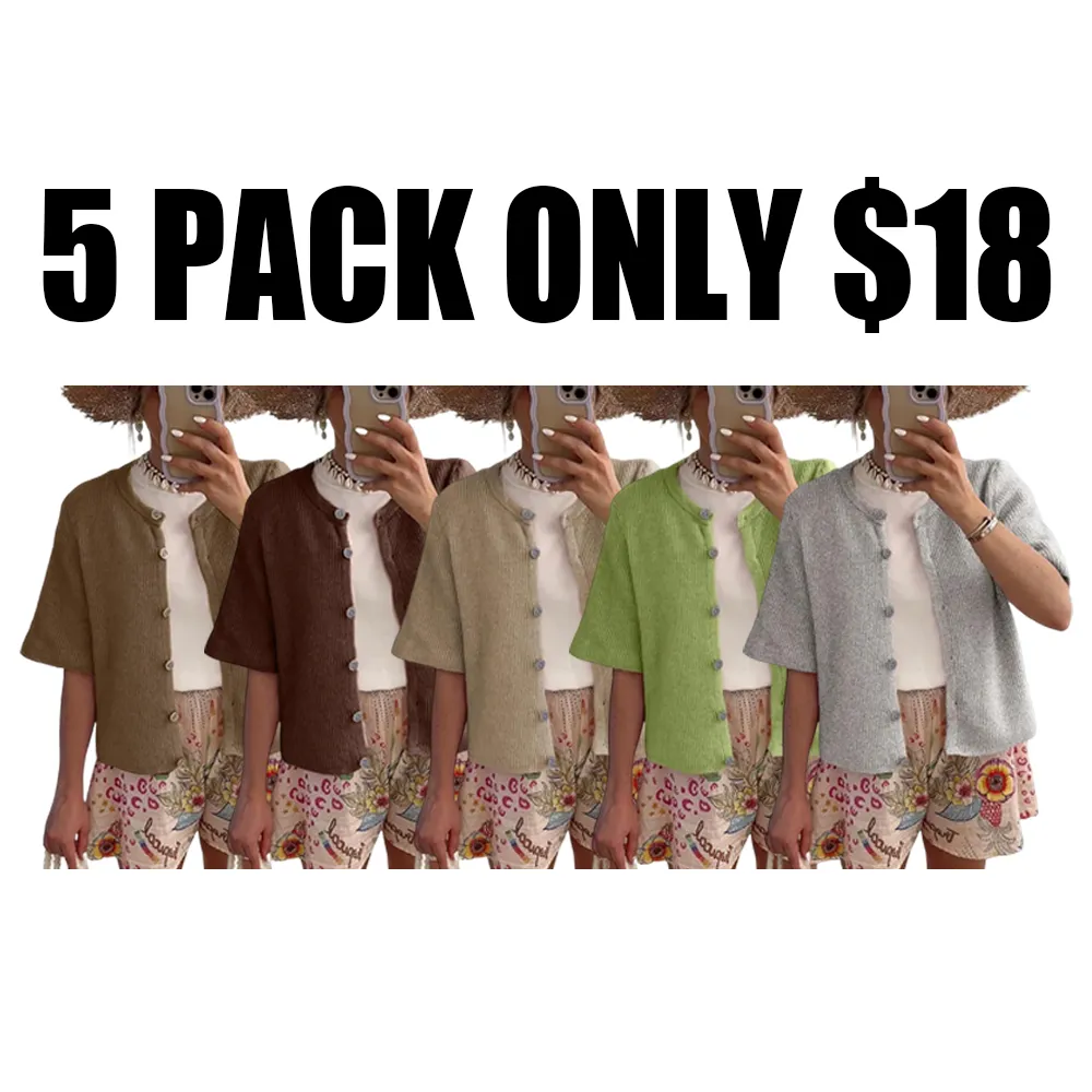 Women's Short-Sleeve Cardigan Sweater🔥10-Pack -Only $24