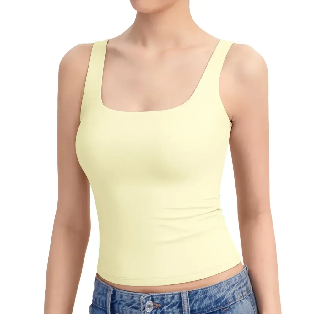 Women Square Neck Double Lined Sleeveless Tank Top