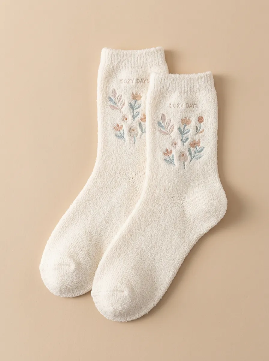 Embroidered Floral Casual Socks