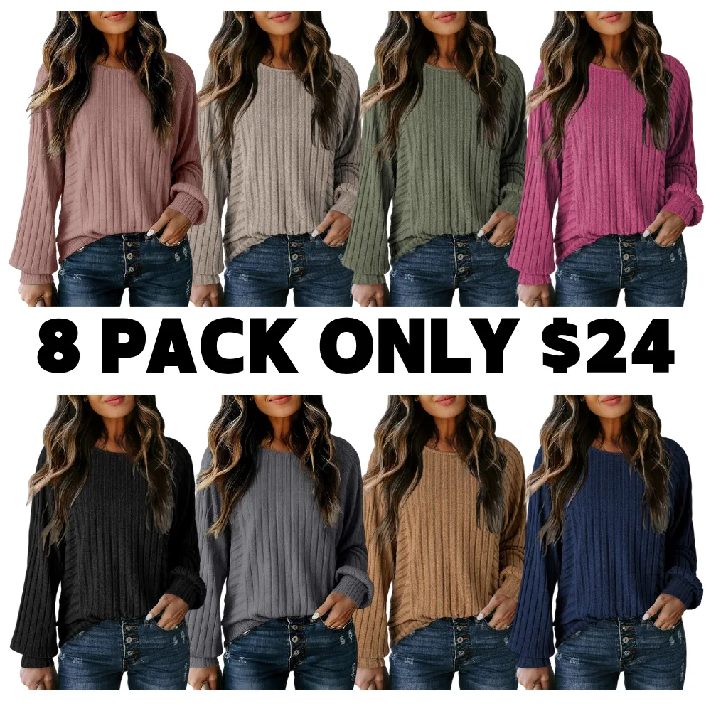 Women's Soft Long Sleeve Crewneck Shirts Fall Casual Loose Fit