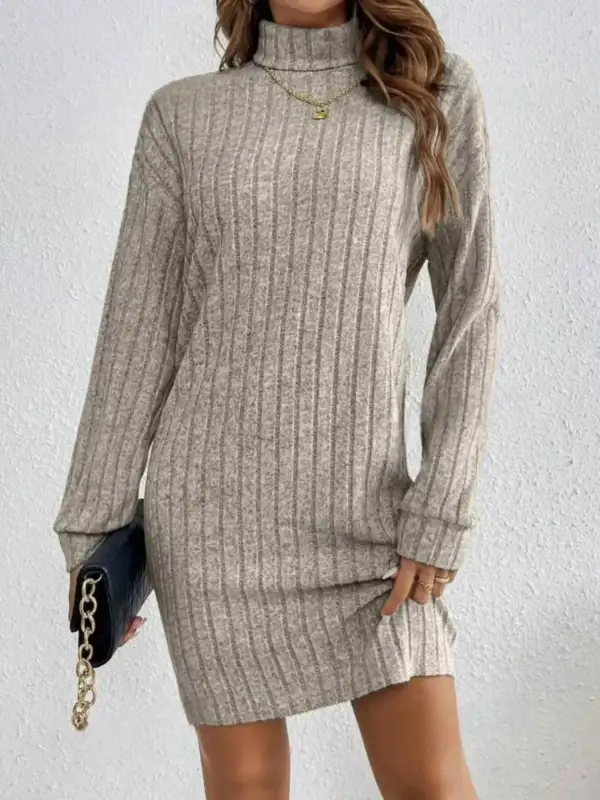 Layered Detail Ribbed Knit Mini Dress