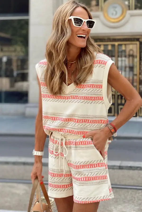 Striped Print Cozy Everyday Lounge Set