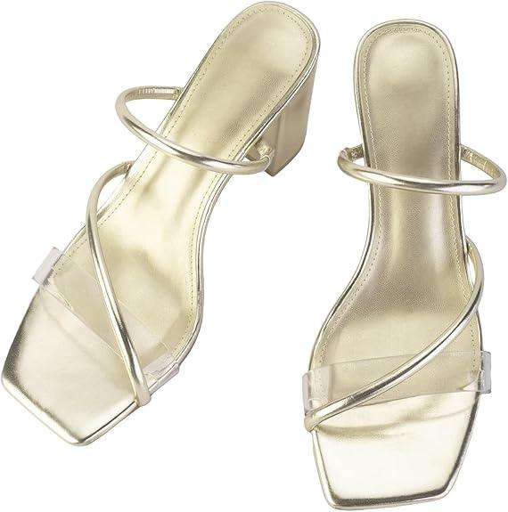 Celestia Clear Strap Block Heels