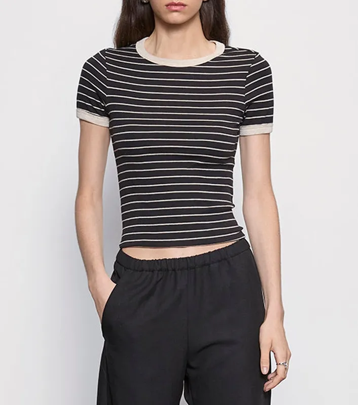 Stripe Classic S/S Tee Black/ Wheat Stripe