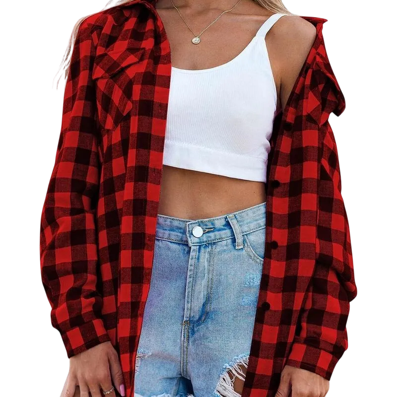 Women‘s Plaid Flannel Shirt