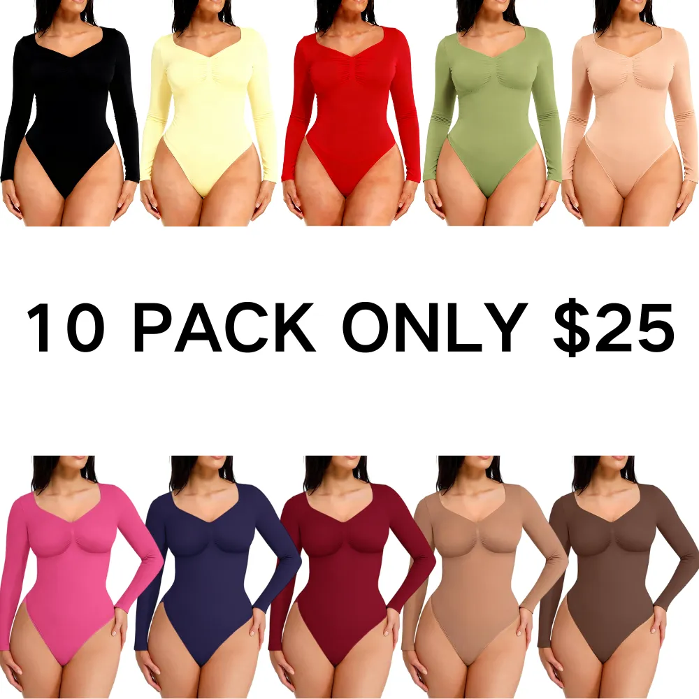 Seamless Sculpt Long Sleeve Thong Comfortable Bodysuit