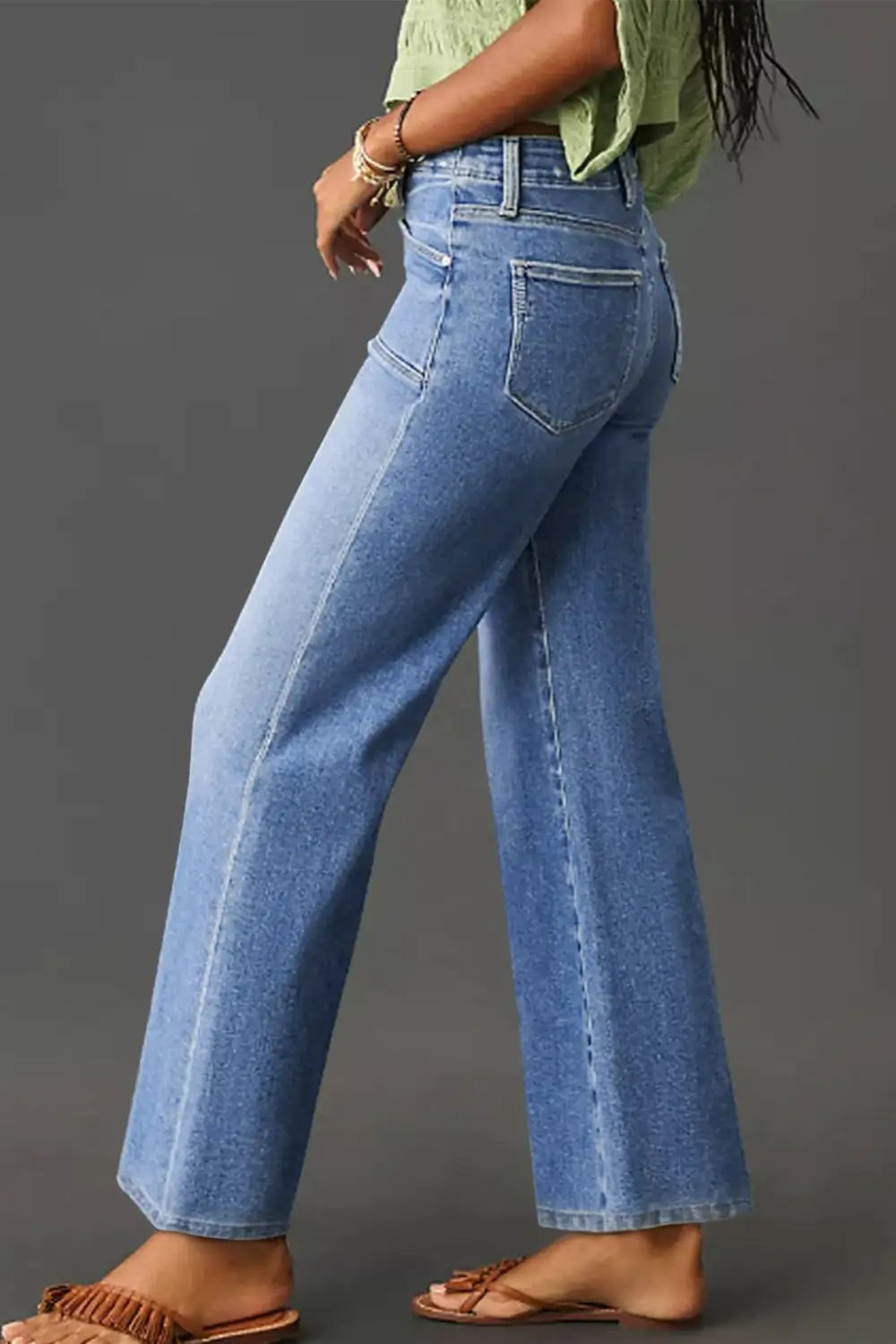 Straight Leg Loose High Waist Cropped Jeans