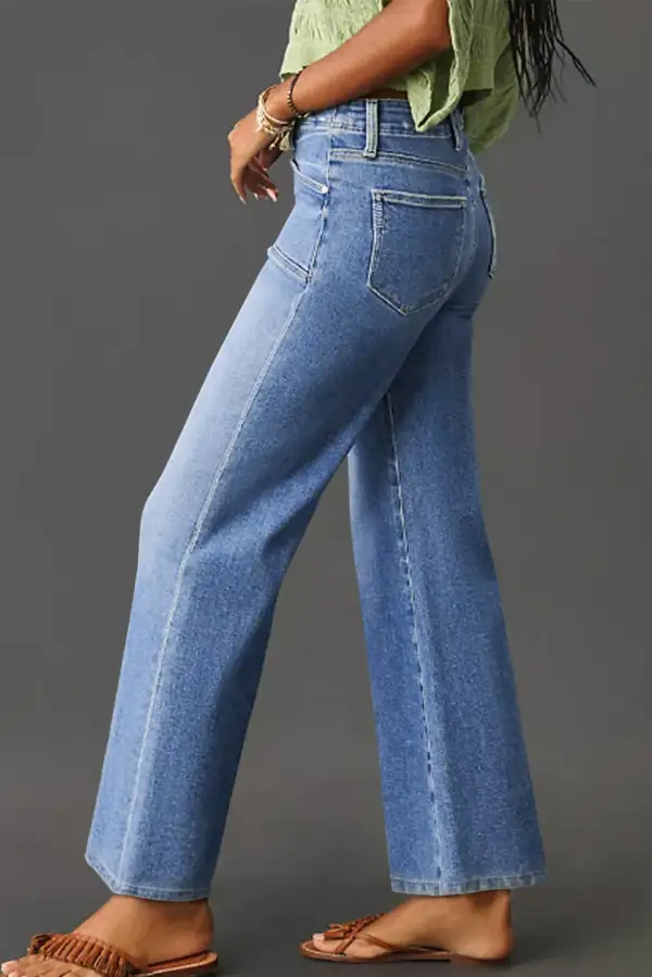 Straight Leg Loose High Waist Cropped Jeans