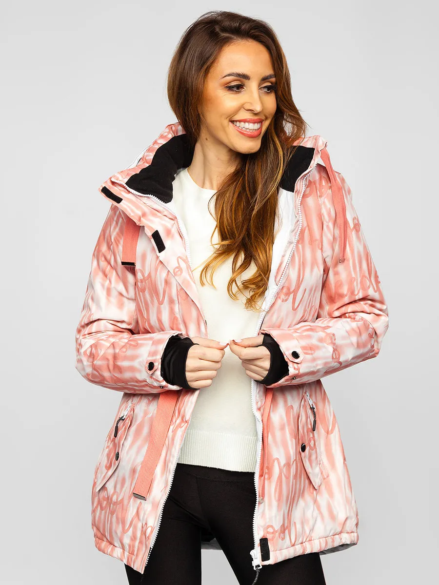 women's pink winter jacket with hood