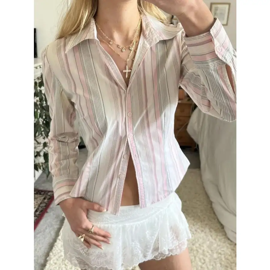 Printed Button Down Long Sleeve Shirt