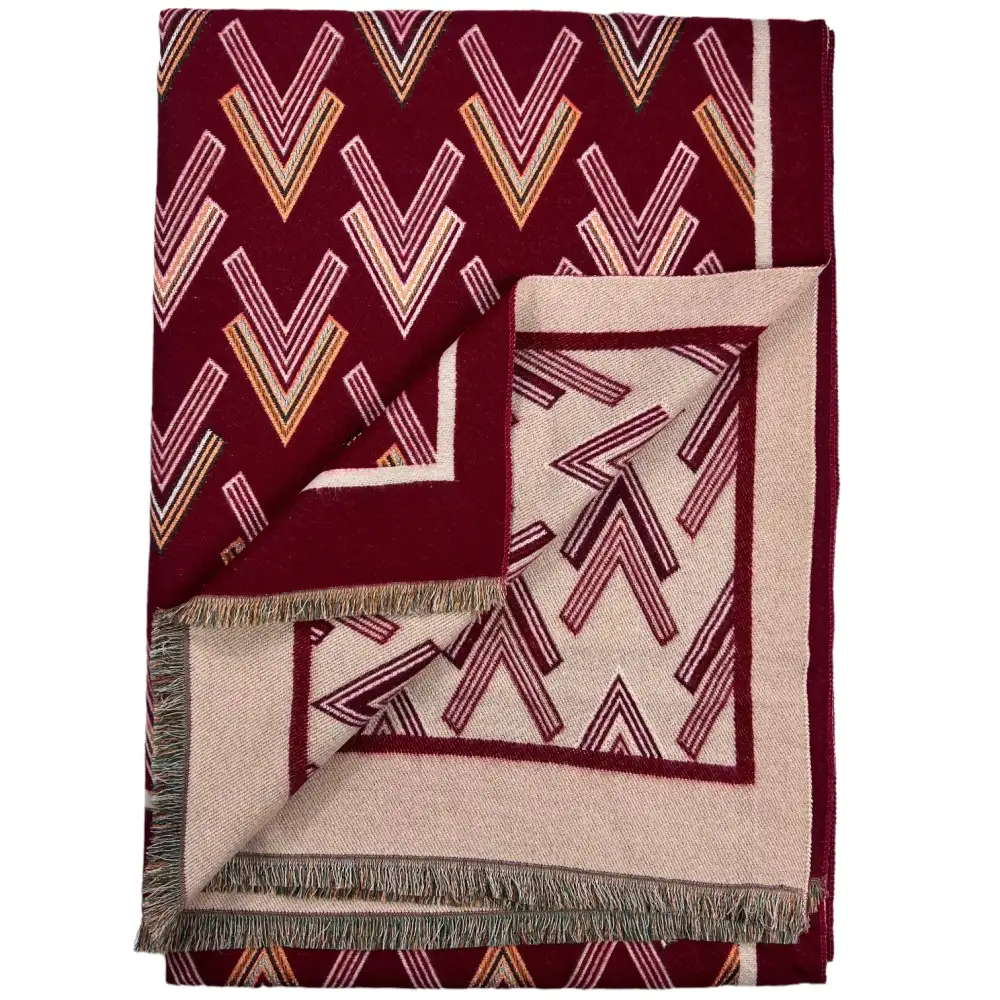 Reversible Arrow Print Fringed Scarf